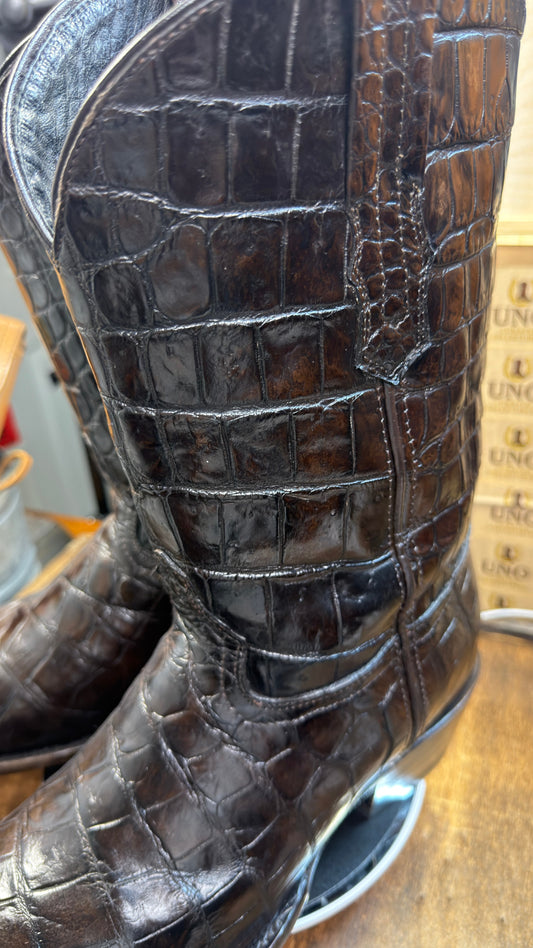 Exotic Full Crocodile Boots - Size 11.5D - Dark Chocolate - Image 2