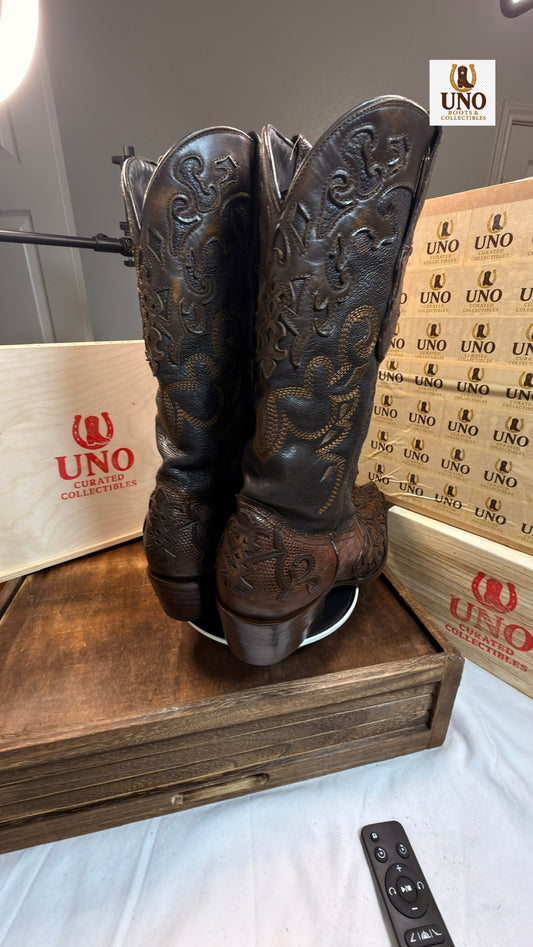 Cuadra Teju Lizard Boots – with Overlay – Handmade in Mexico – Men's 10.5-11 (MX 8) – Brown - Image 2