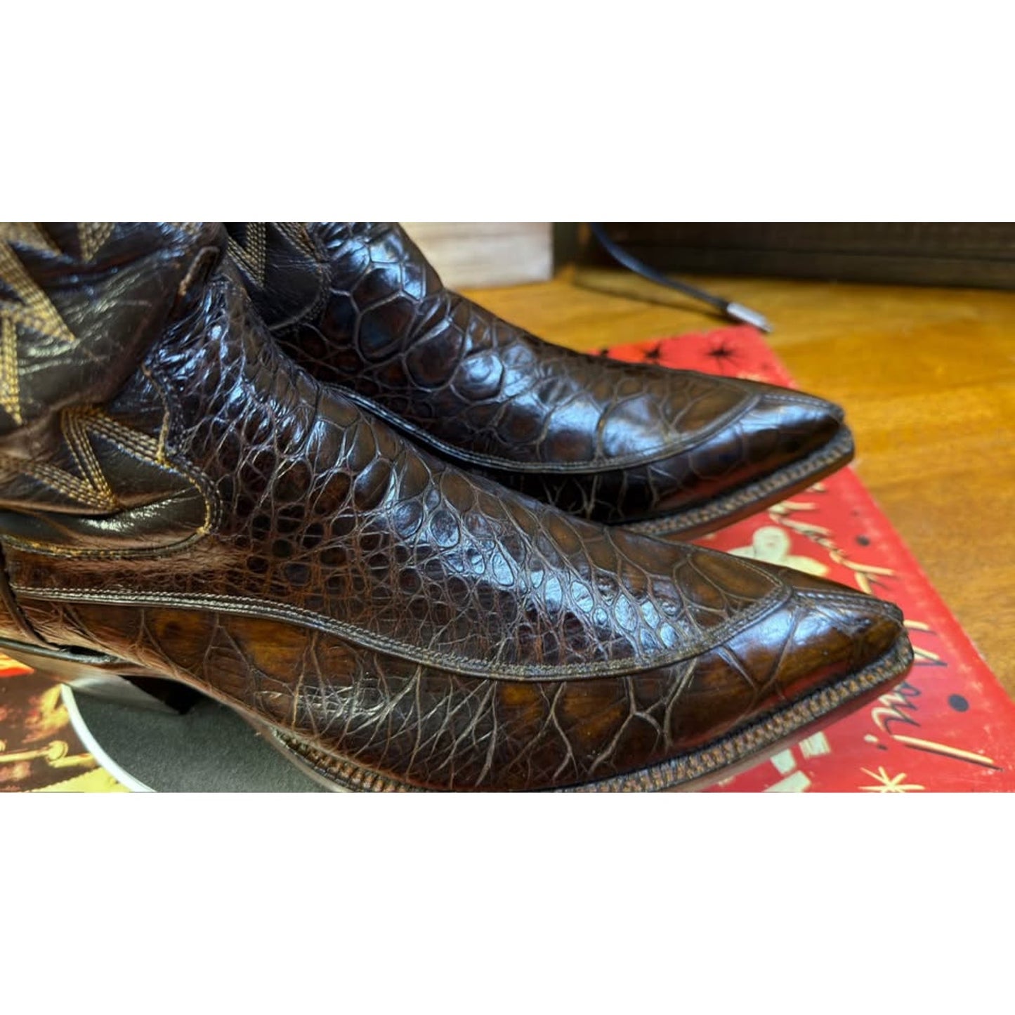 🐢VINTAGE JUSTIN EXOTIC WESTERN BOOTS — STYLE 9320 | DARK CHOCOLATE | SIZE 9 | PROFESSIONALLY RESTO