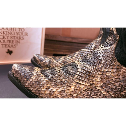 Black Jack Handmade Eastern Diamondback Rattlesnake Western Boots - 10.5D