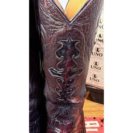 🐊LUCCHESE CLASSICS HANDMADE CAIMAN BOOTS — BLACK CHERRY | SIZE 11 D