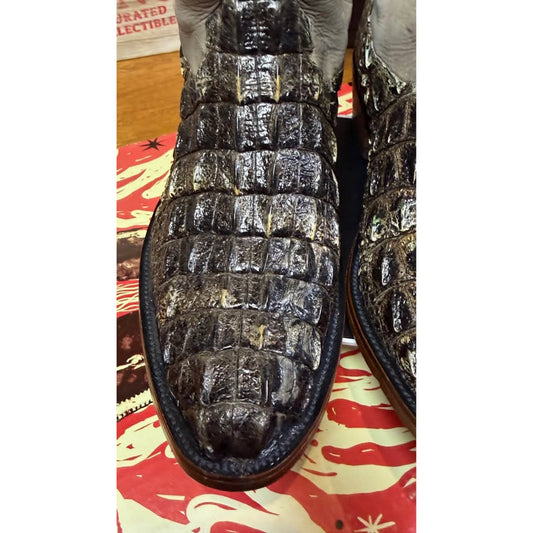 🐊 GENUINE NATURAL HORNBACK EXOTIC WESTERN BOOTS — SIZE 11.5D