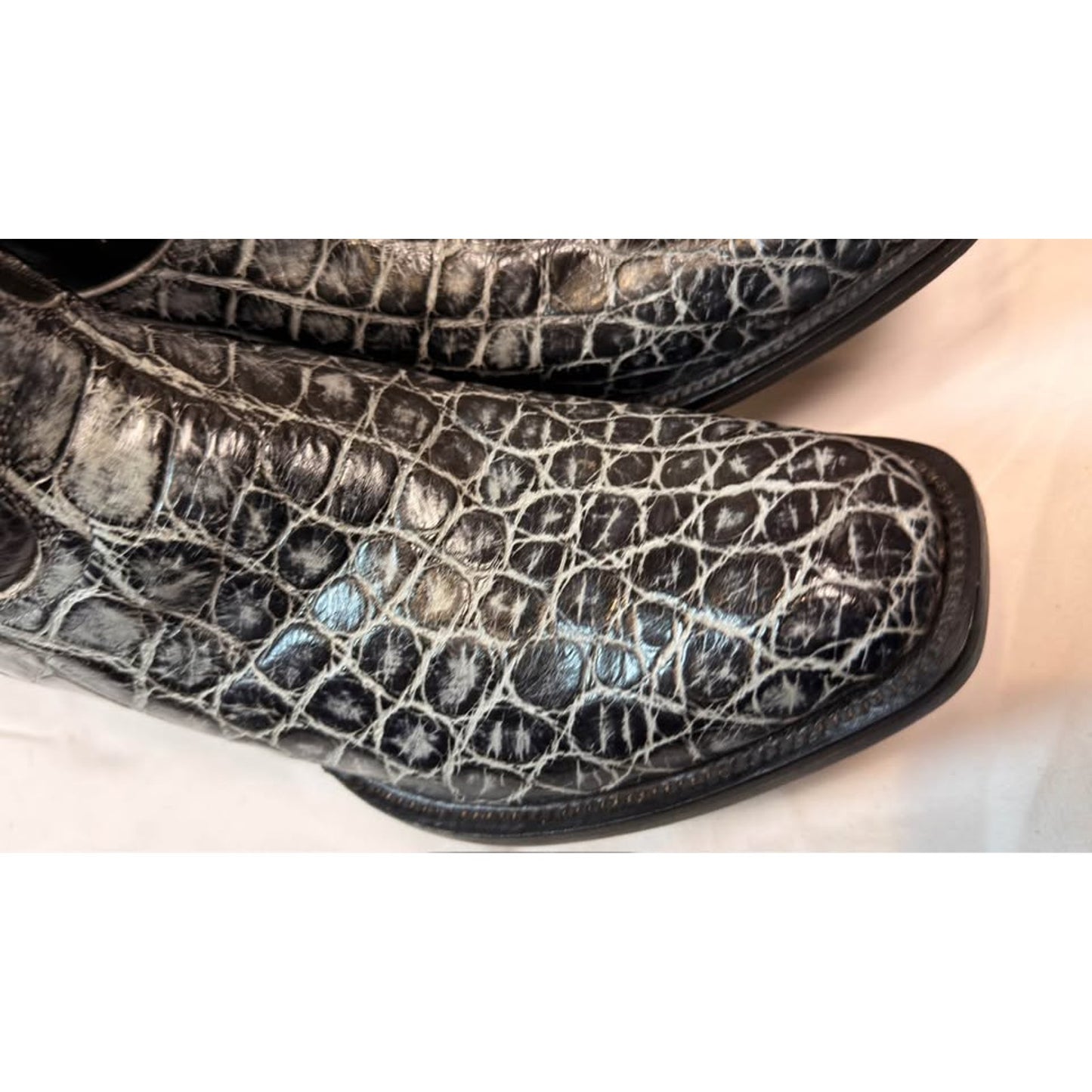Genuine American Alligator Cowboy Boots — Black/Gray — Men’s 11.5 (fits 11E) — Handmade El Paso, TX