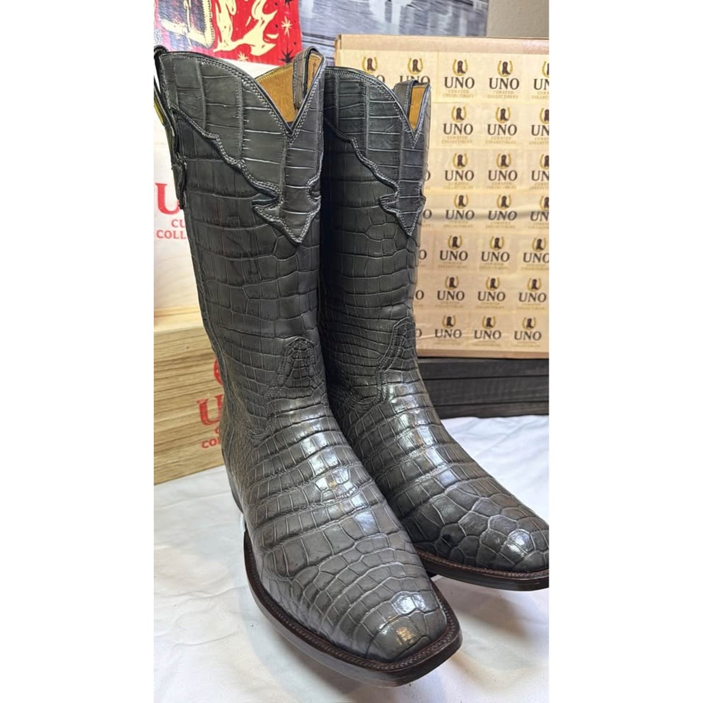 Genuine Crocodile Boots — Charcoal Grey — Handmade El Paso, TX — Size 11.5 D
