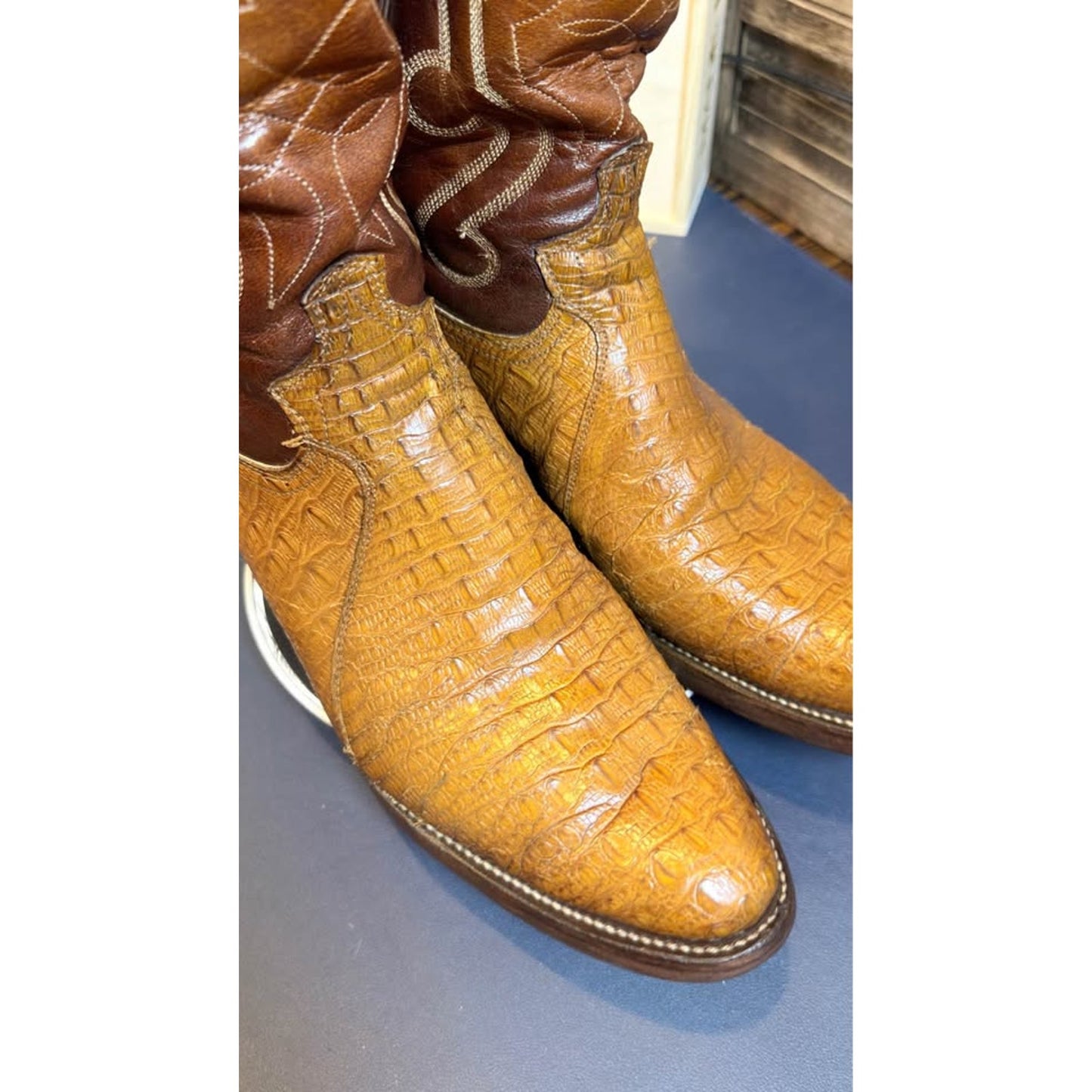 Justin Hornback Lizard Boots – Rare Honey Color – Size 10B (Fits 9D)