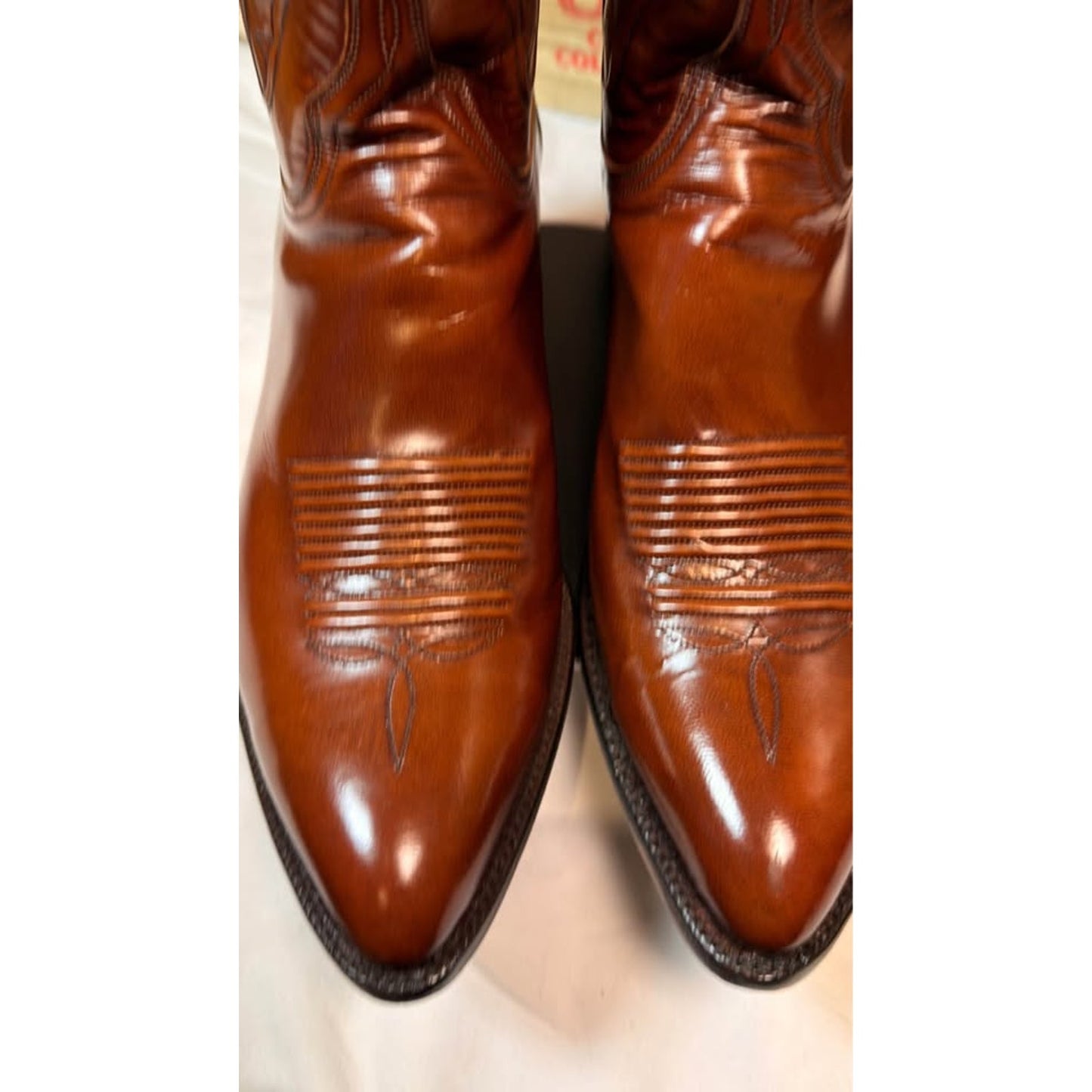 Lucchese Classics Handmade Cowboy Boots — Men's 11.5 D — Cognac Tooled Leather