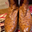 🐧VINTAGE TONY LAMA “EL REY” FULL QUILL OSTRICH BOOTS — COGNAC & OXBLOOD | SIZE 12½ B -FITS 10–10.5 - Image 1