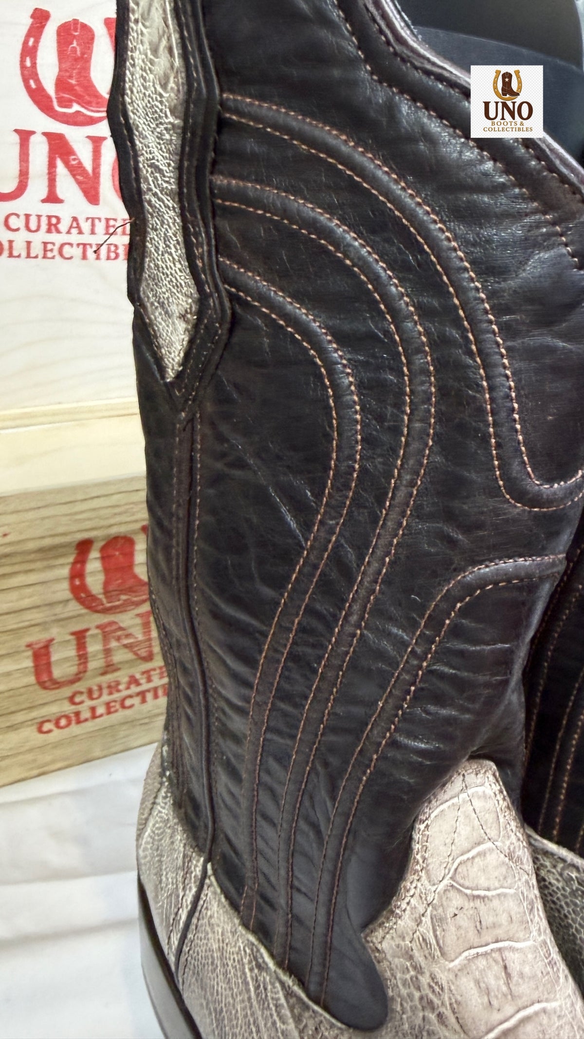 Men’s Genuine Ostrich Leg Cowboy Boots — Handmade El Paso TX — Size 9