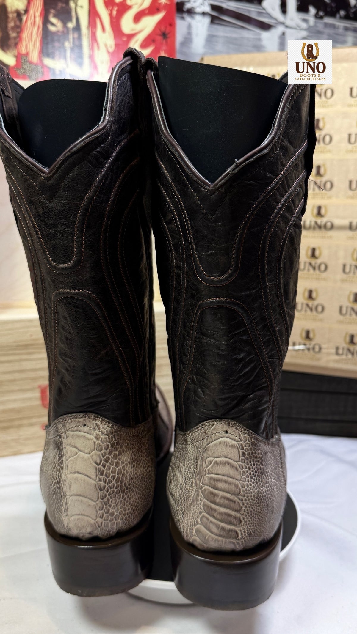 Men’s Genuine Ostrich Leg Cowboy Boots — Handmade El Paso TX — Size 9