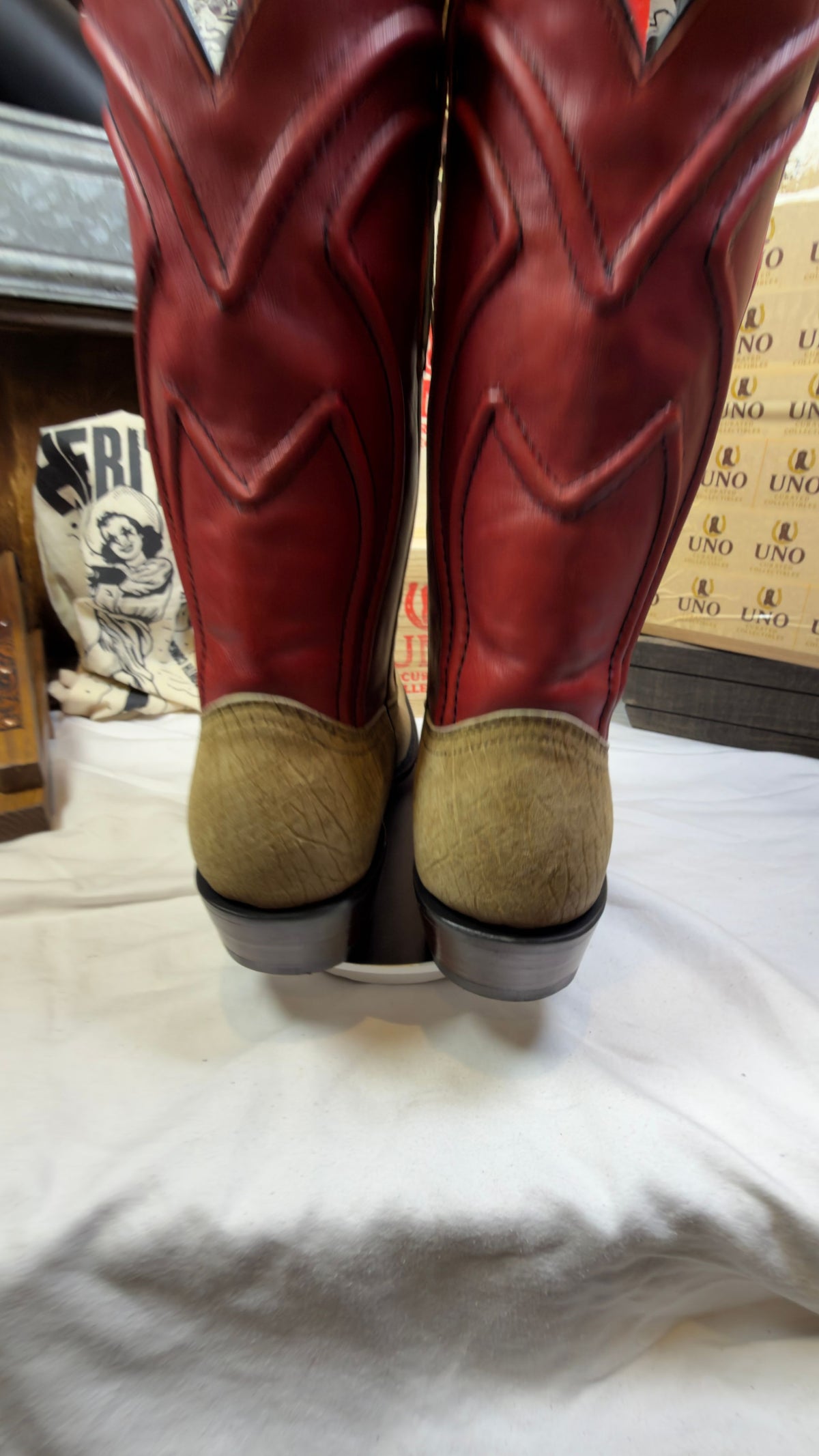 Genuine Hippopotamus Leather Cowboy Boots — Red Shaft — Handmade El Paso, TX — UNO Curated — 11.5 - Image 5