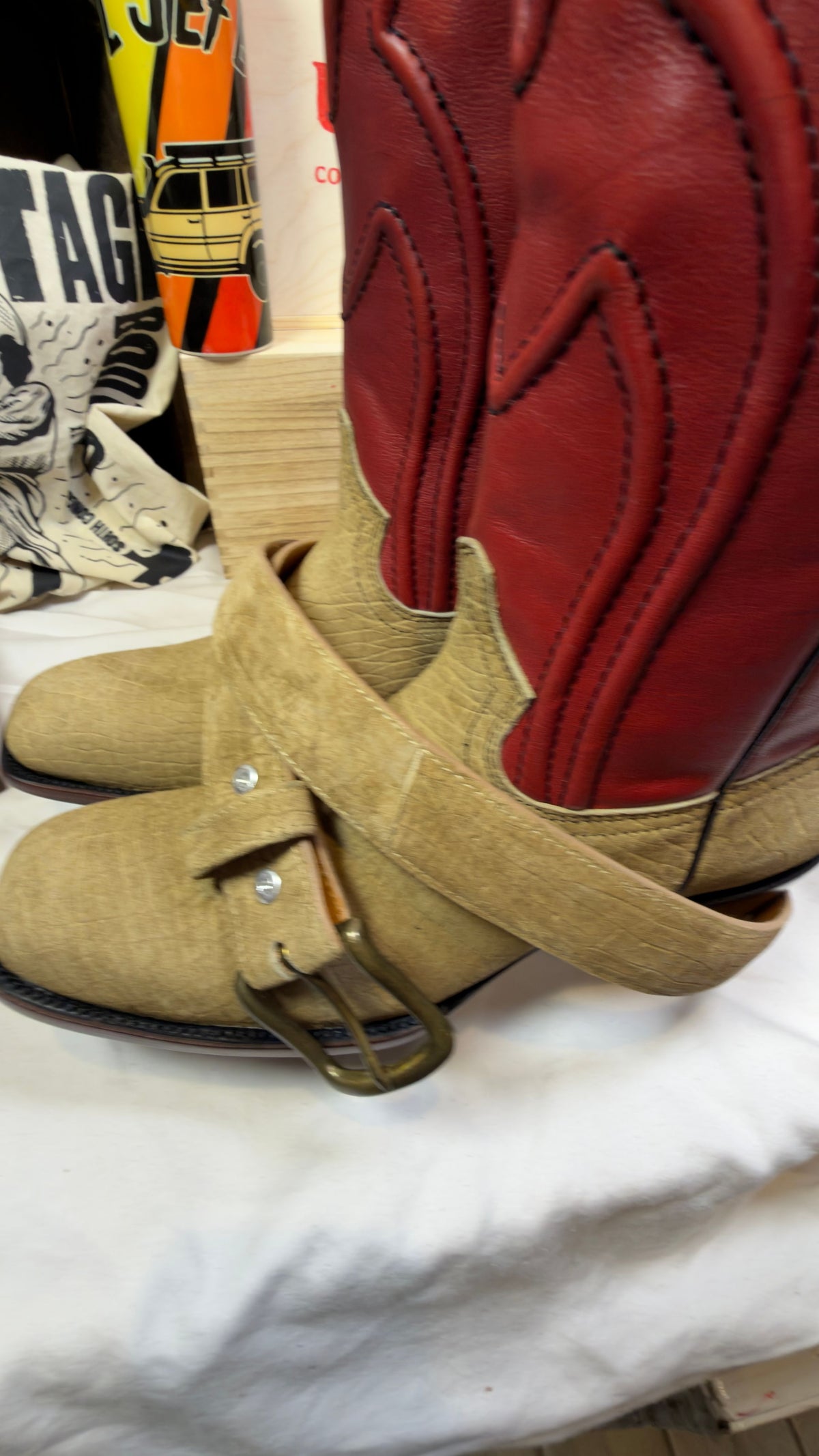 Genuine Hippopotamus Leather Cowboy Boots — Red Shaft — Handmade El Paso, TX — UNO Curated — 11.5 - Image 6