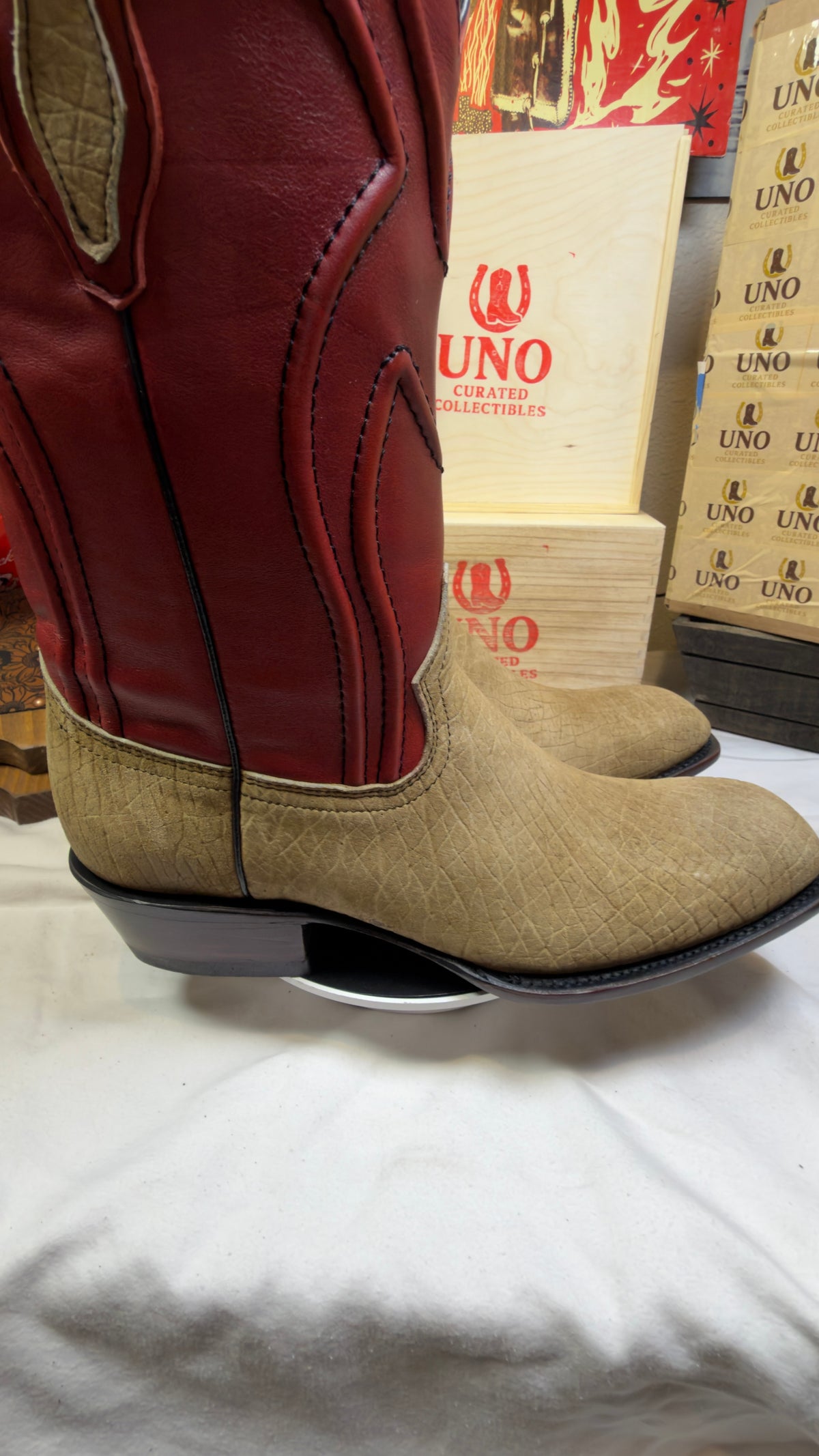 Genuine Hippopotamus Leather Cowboy Boots — Red Shaft — Handmade El Paso, TX — UNO Curated — 11.5 - Image 8