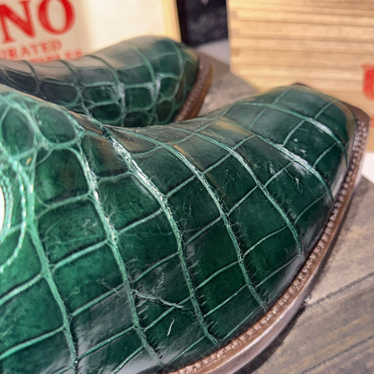 🐊 Forest Green Crocodile Belly Western Boots | Men’s 12D Tulip Inlay | Handmade in El Paso | - Image 3