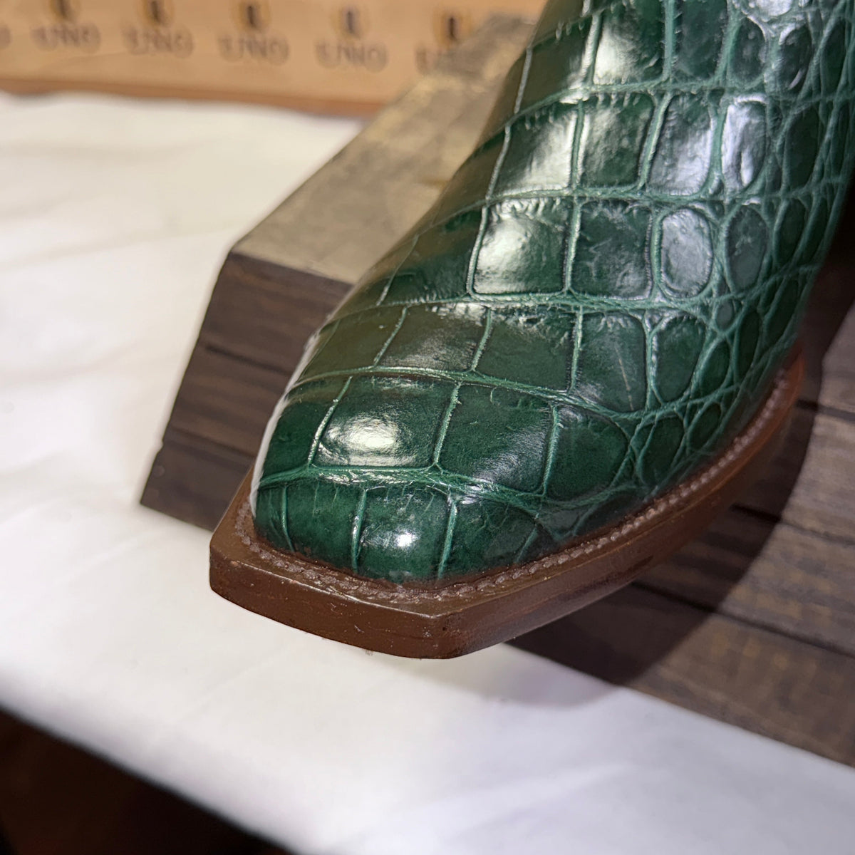 🐊 Forest Green Crocodile Belly Western Boots | Men’s 12D Tulip Inlay | Handmade in El Paso | - Image 5