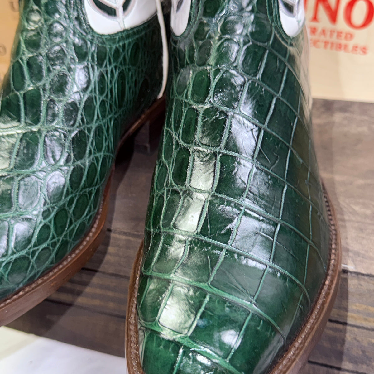 🐊 Forest Green Crocodile Belly Western Boots | Men’s 12D Tulip Inlay | Handmade in El Paso | - Image 6