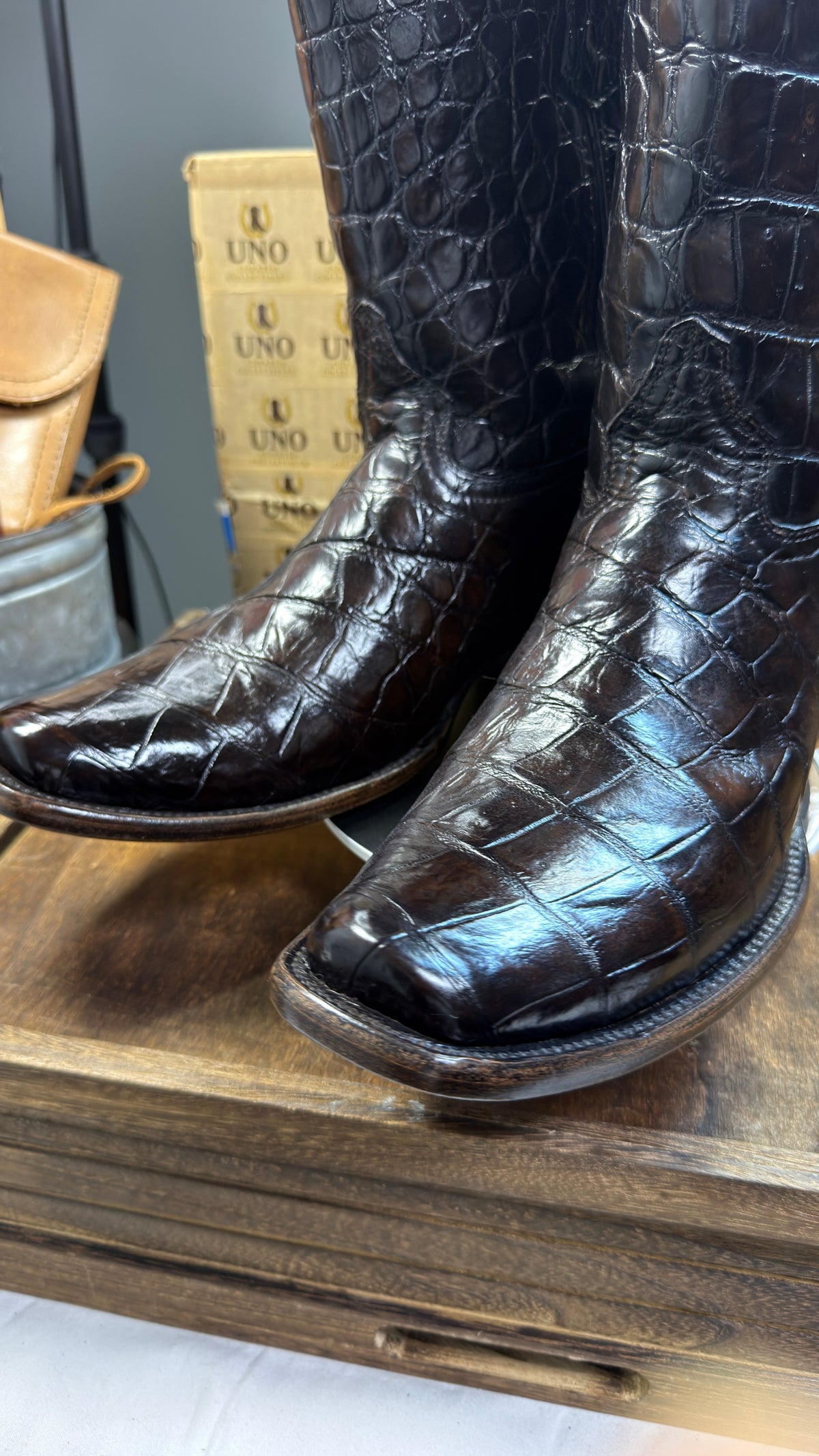 Exotic Full Crocodile Boots - Size 11.5D - Dark Chocolate - Image 7