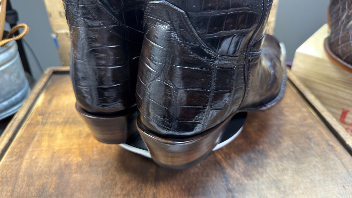 Exotic Full Crocodile Boots - Size 11.5D - Dark Chocolate - Image 6