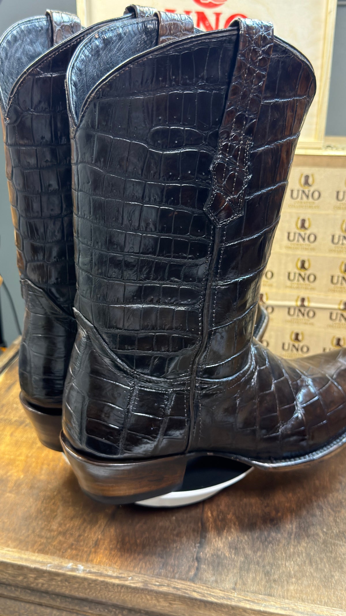 Exotic Full Crocodile Boots - Size 11.5D - Dark Chocolate - Image 13