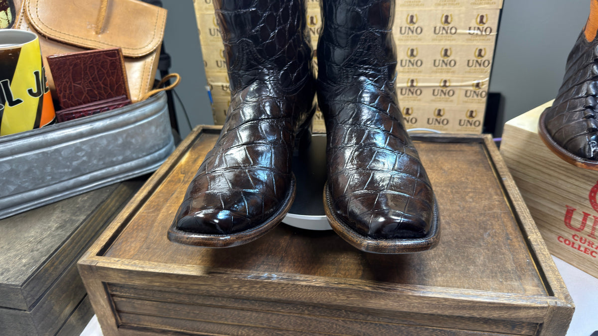 Exotic Full Crocodile Boots - Size 11.5D - Dark Chocolate - Image 12