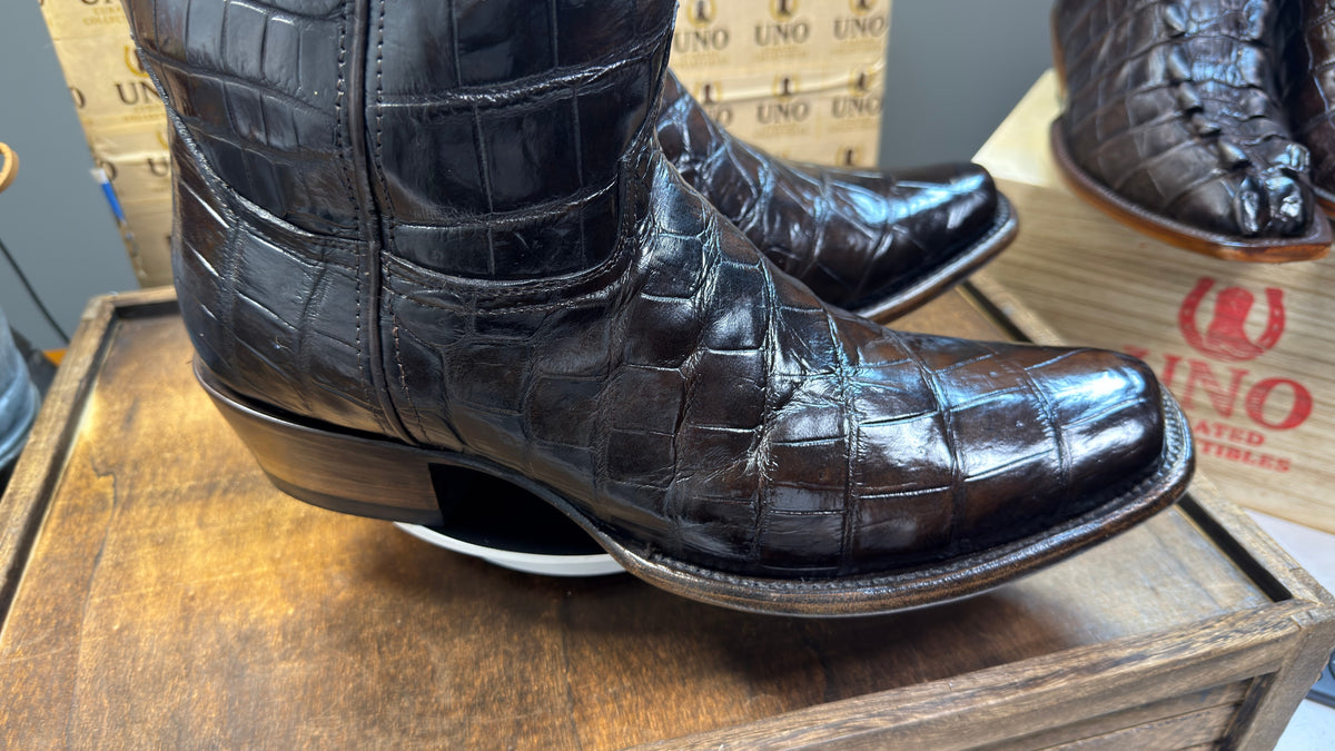 Exotic Full Crocodile Boots - Size 11.5D - Dark Chocolate - Image 11