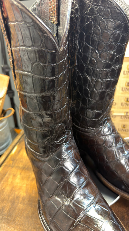 Exotic Full Crocodile Boots - Size 11.5D - Dark Chocolate - Image 1