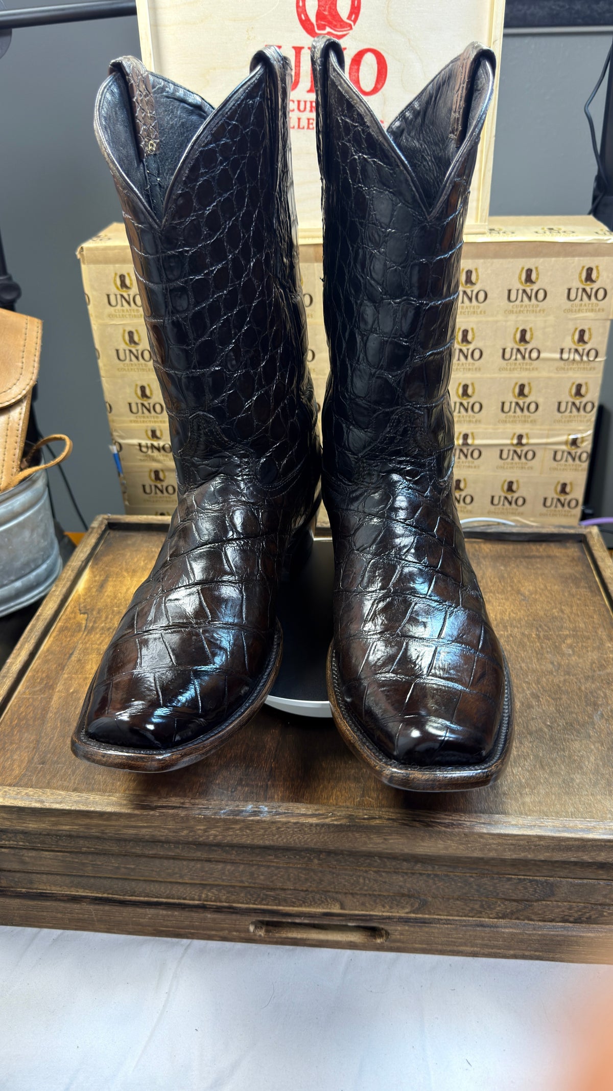 Exotic Full Crocodile Boots - Size 11.5D - Dark Chocolate - Image 10