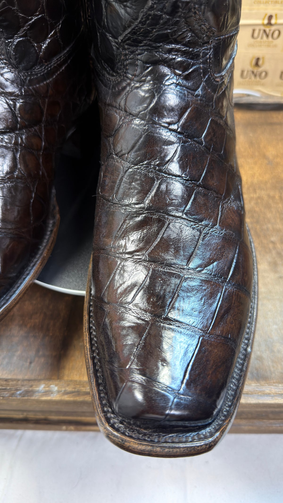 Exotic Full Crocodile Boots - Size 11.5D - Dark Chocolate - Image 5