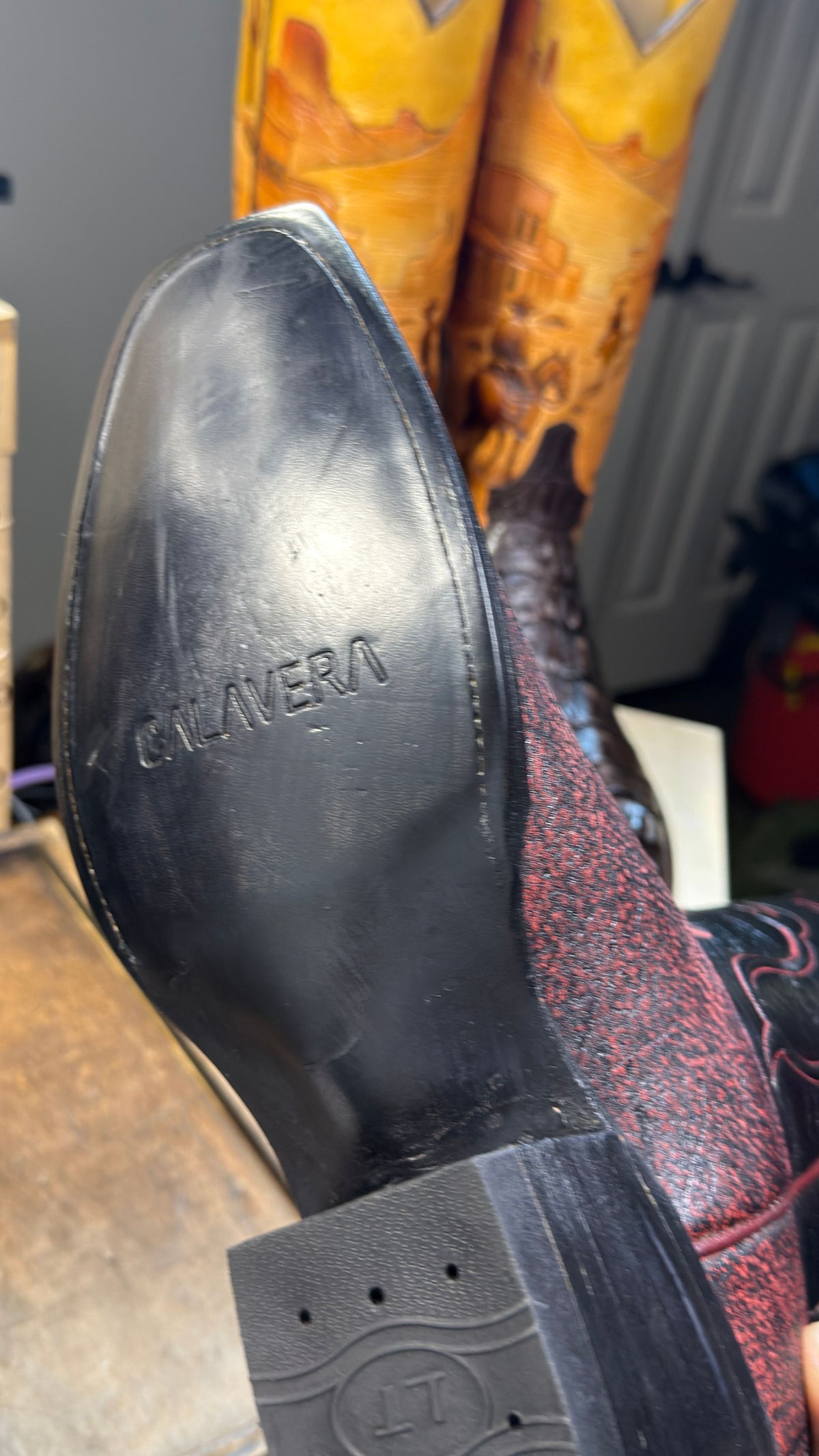 Exotic Giraffe Boots - Black Cherry - 11.5D - NEW - Image 11