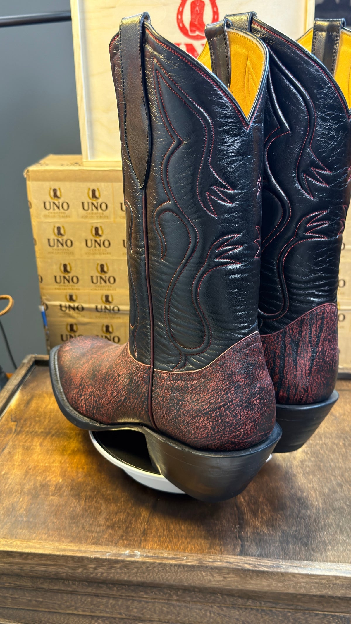 Exotic Giraffe Boots - Black Cherry - 11.5D - NEW - Image 9