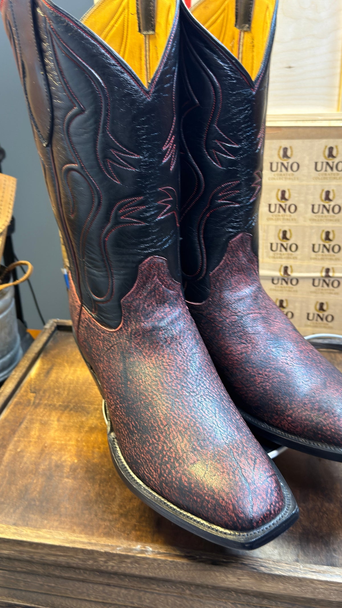 Exotic Giraffe Boots - Black Cherry - 11.5D - NEW - Image 3