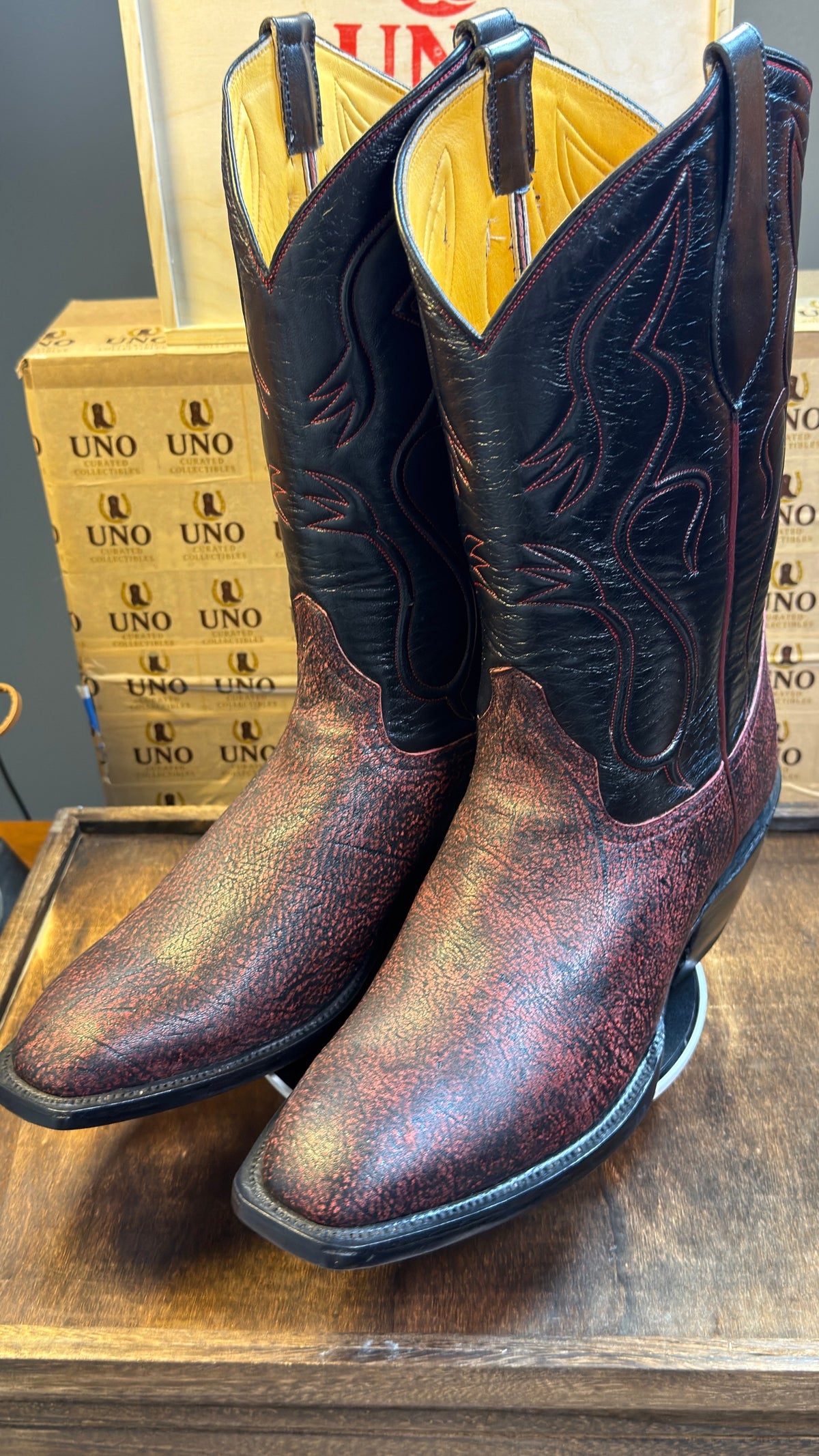 Exotic Giraffe Boots - Black Cherry - 11.5D - NEW - Image 7