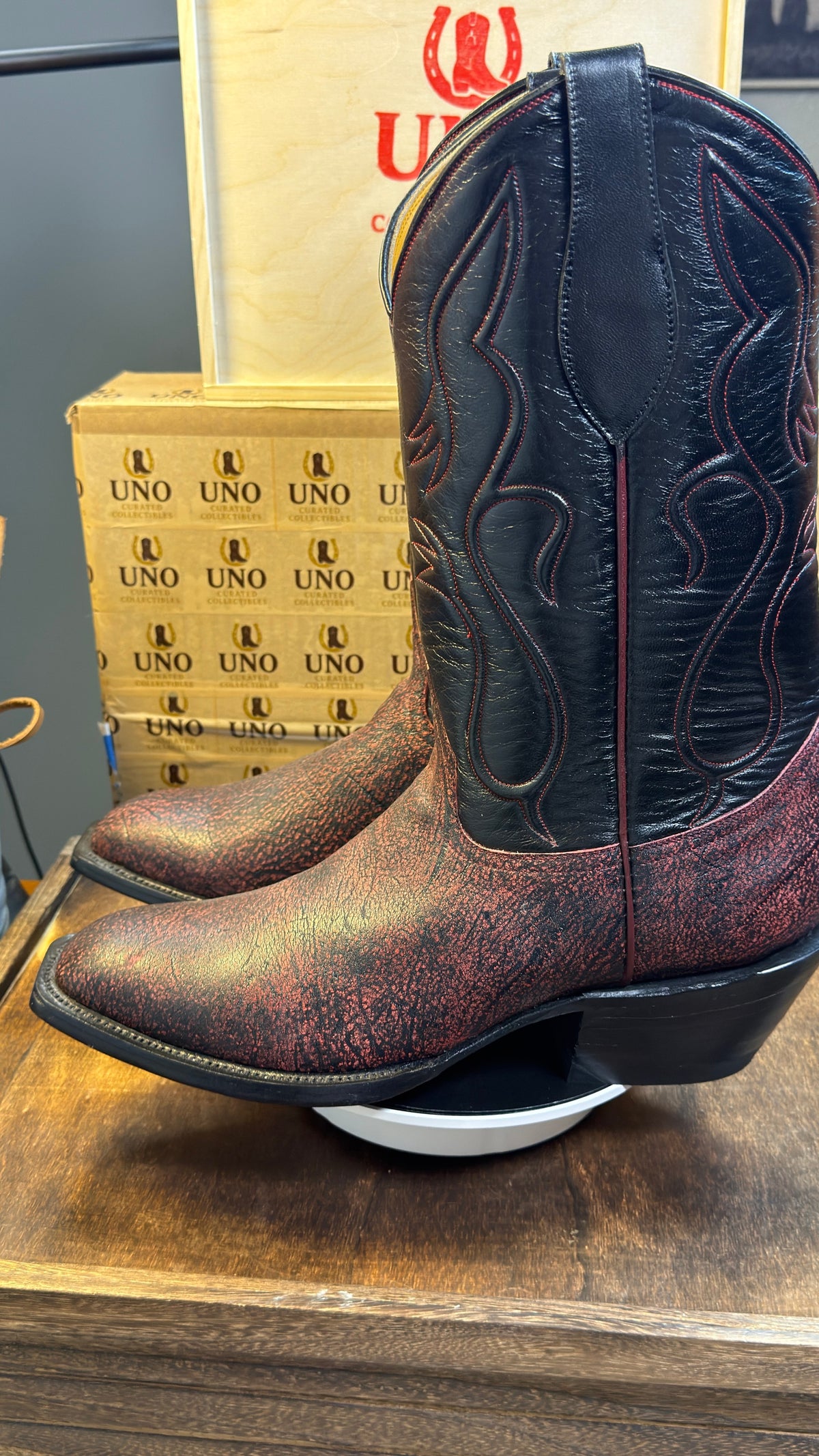 Exotic Giraffe Boots - Black Cherry - 11.5D - NEW - Image 8
