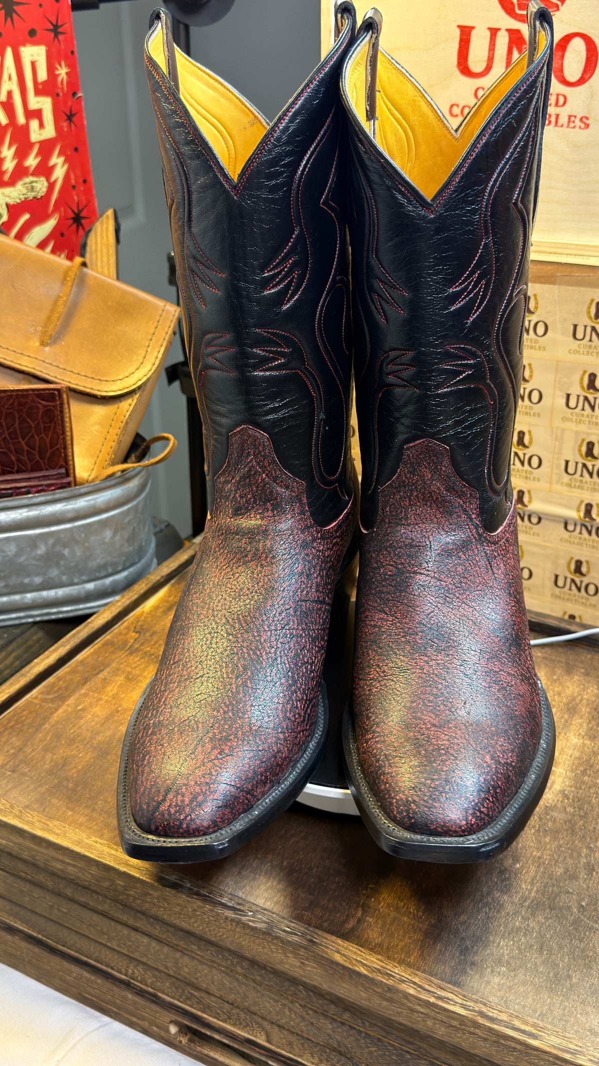Exotic Giraffe Boots - Black Cherry - 11.5D - NEW - Image 6