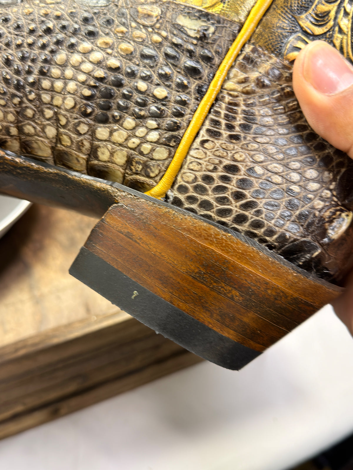 Handmade El Paso American Alligator Hornback Cowboy Boots – Hand-Tooled King of Spades Shafts – Men's 11 – New, Never Worn - Image 14