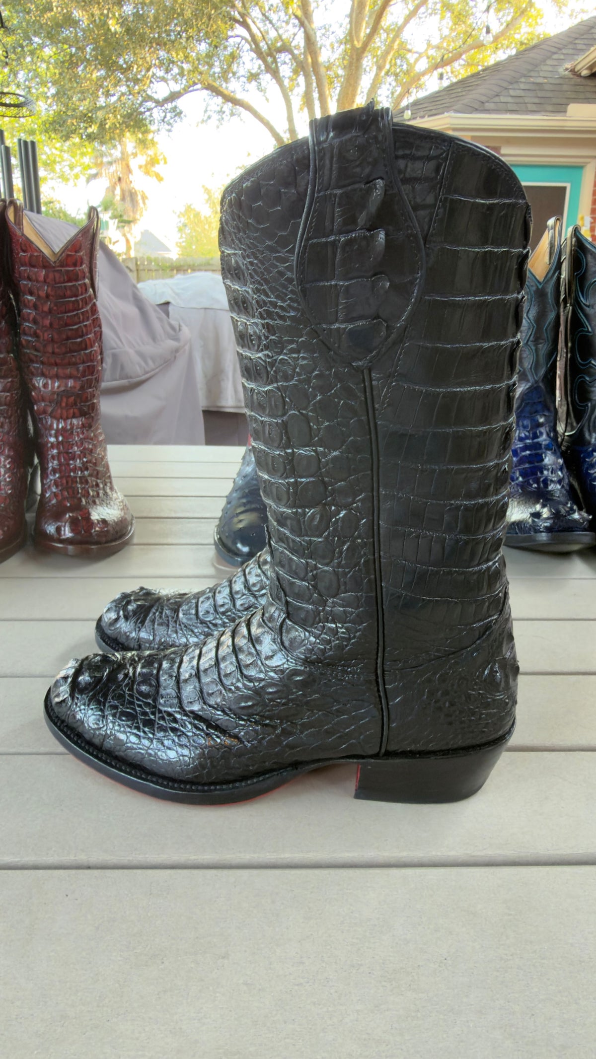 Meyer Custom Boots Houston – Full Black Crocodile Cowboy Boots – Men's 11 – Handmade USA, Rebuilt Soles - Image 16