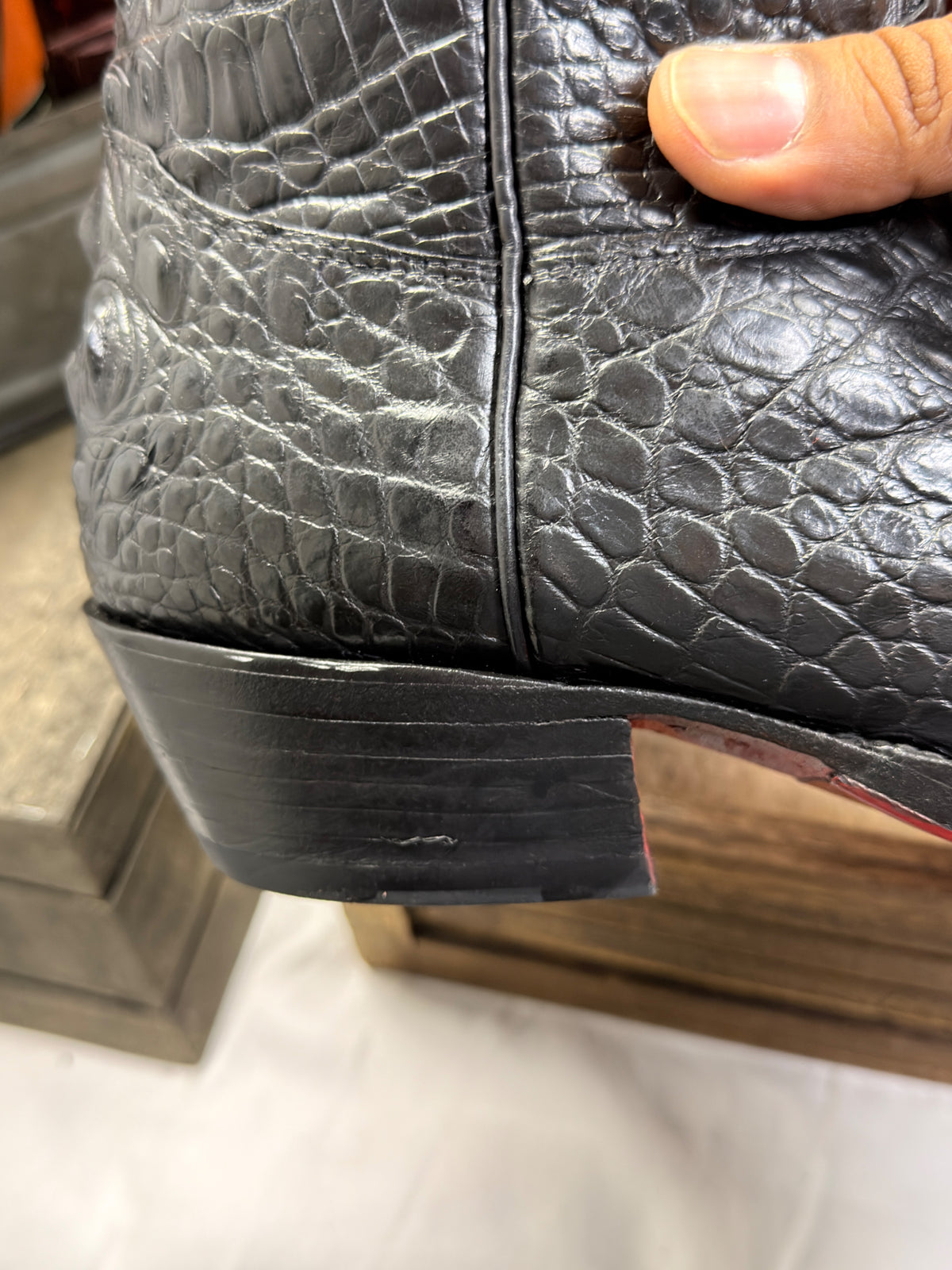 Meyer Custom Boots Houston – Full Black Crocodile Cowboy Boots – Men's 11 – Handmade USA, Rebuilt Soles - Image 6