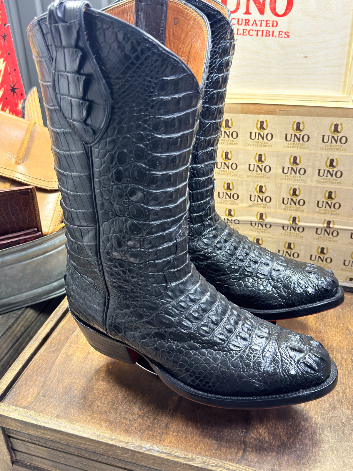 Meyer Custom Boots Houston – Full Black Crocodile Cowboy Boots – Men's 11 – Handmade USA, Rebuilt Soles - Image 11