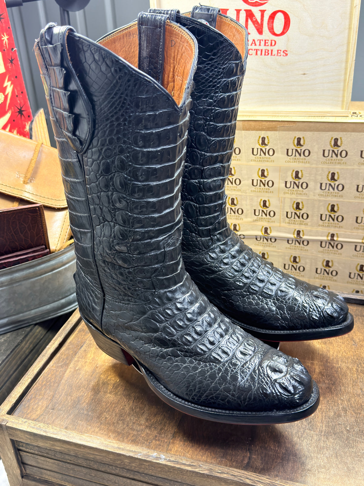 Meyer Custom Boots Houston – Full Black Crocodile Cowboy Boots – Men's 11 – Handmade USA, Rebuilt Soles - Image 12