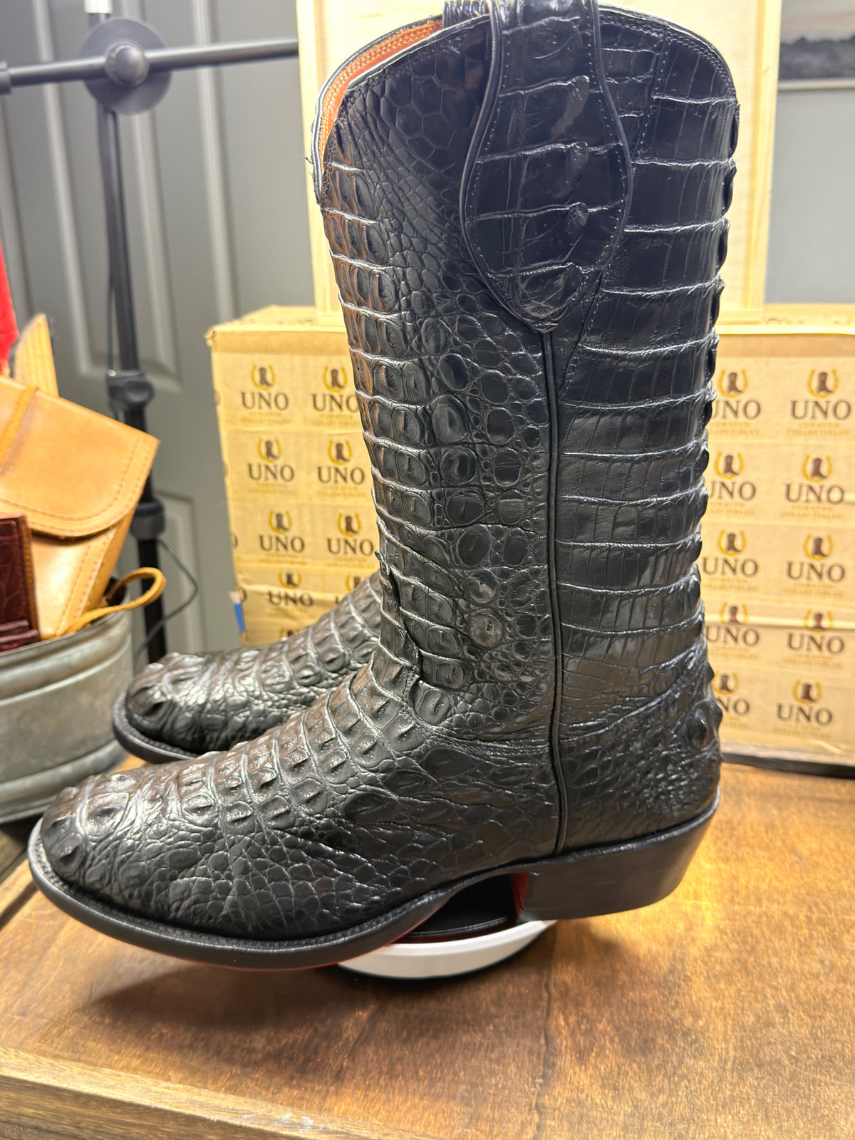 Meyer Custom Boots Houston – Full Black Crocodile Cowboy Boots – Men's 11 – Handmade USA, Rebuilt Soles - Image 9