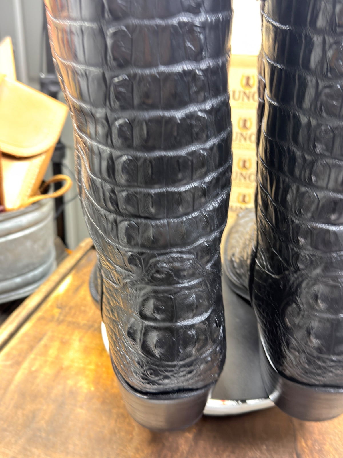 Meyer Custom Boots Houston – Full Black Crocodile Cowboy Boots – Men's 11 – Handmade USA, Rebuilt Soles - Image 5