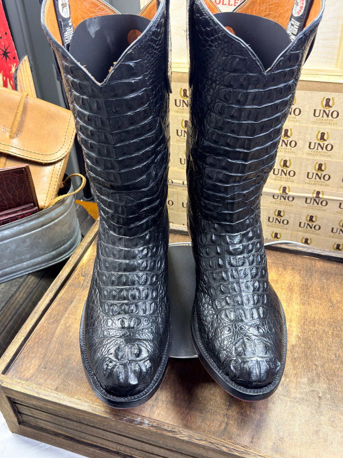 Meyer Custom Boots Houston – Full Black Crocodile Cowboy Boots – Men's 11 – Handmade USA, Rebuilt Soles - Image 3