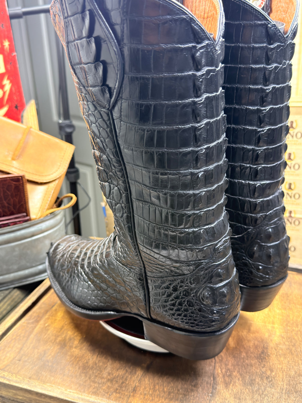 Meyer Custom Boots Houston – Full Black Crocodile Cowboy Boots – Men's 11 – Handmade USA, Rebuilt Soles - Image 10