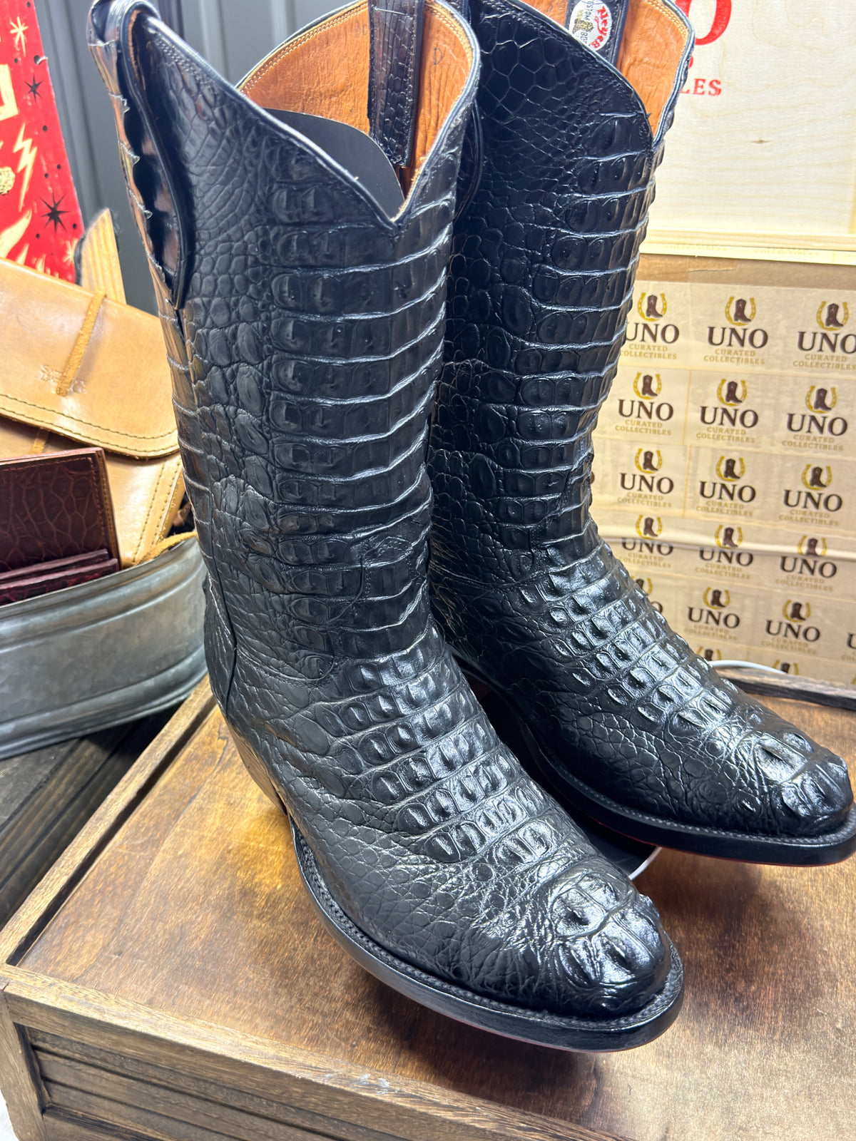 Meyer Custom Boots Houston – Full Black Crocodile Cowboy Boots – Men's 11 – Handmade USA, Rebuilt Soles - Image 2