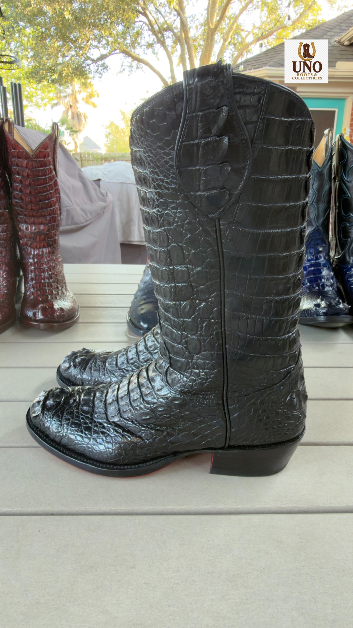 Meyer Custom Boots Houston – Full Black Crocodile Cowboy Boots – Men's 11 – Handmade USA, Rebuilt Soles - Image 13