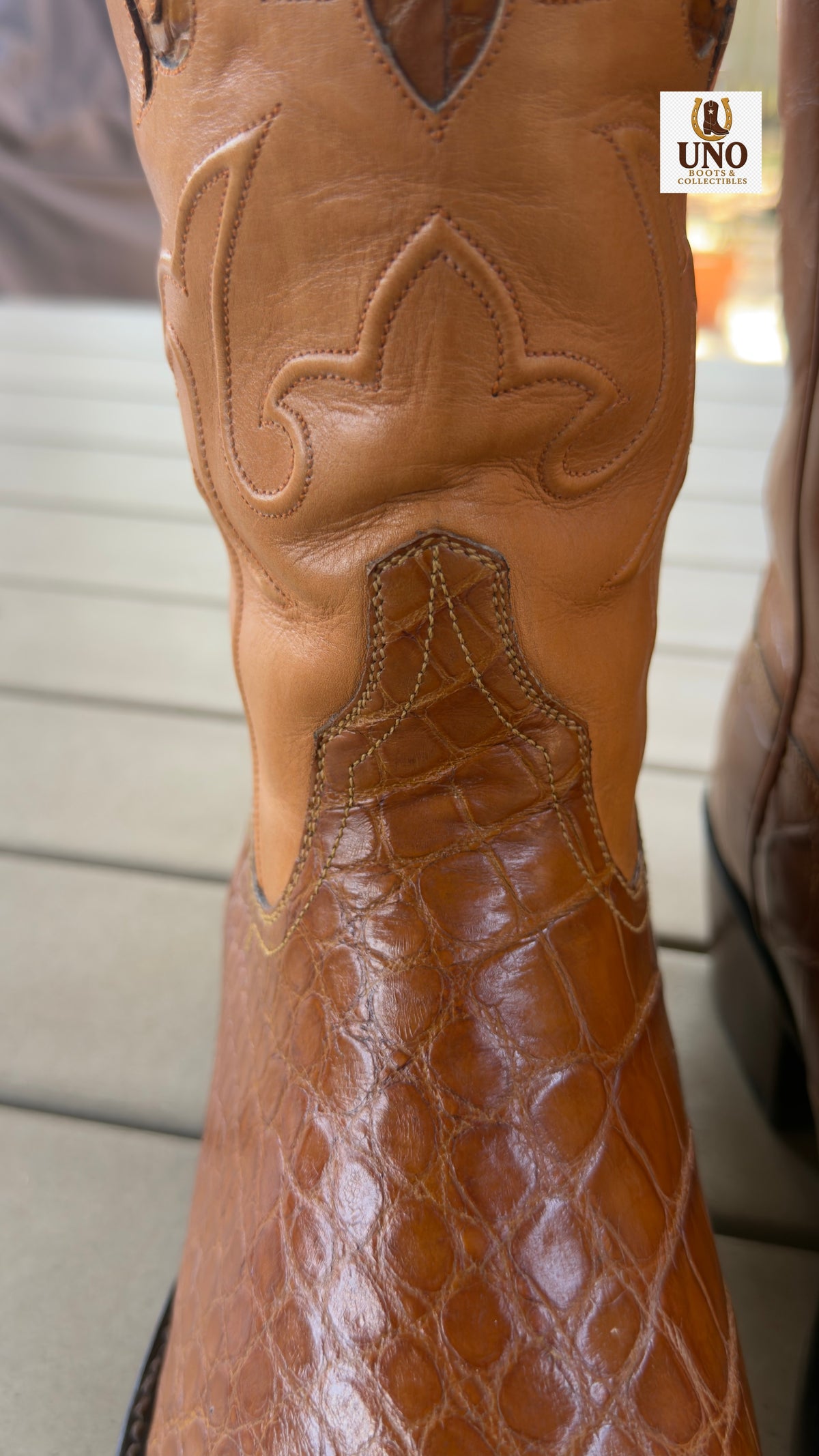 Francisco Mendoza El Paso Custom Boots – American Alligator Belly with Alligator Inlays – Hand-Corded Shafts – Cutter Toe – Men's 11.5D - Image 8