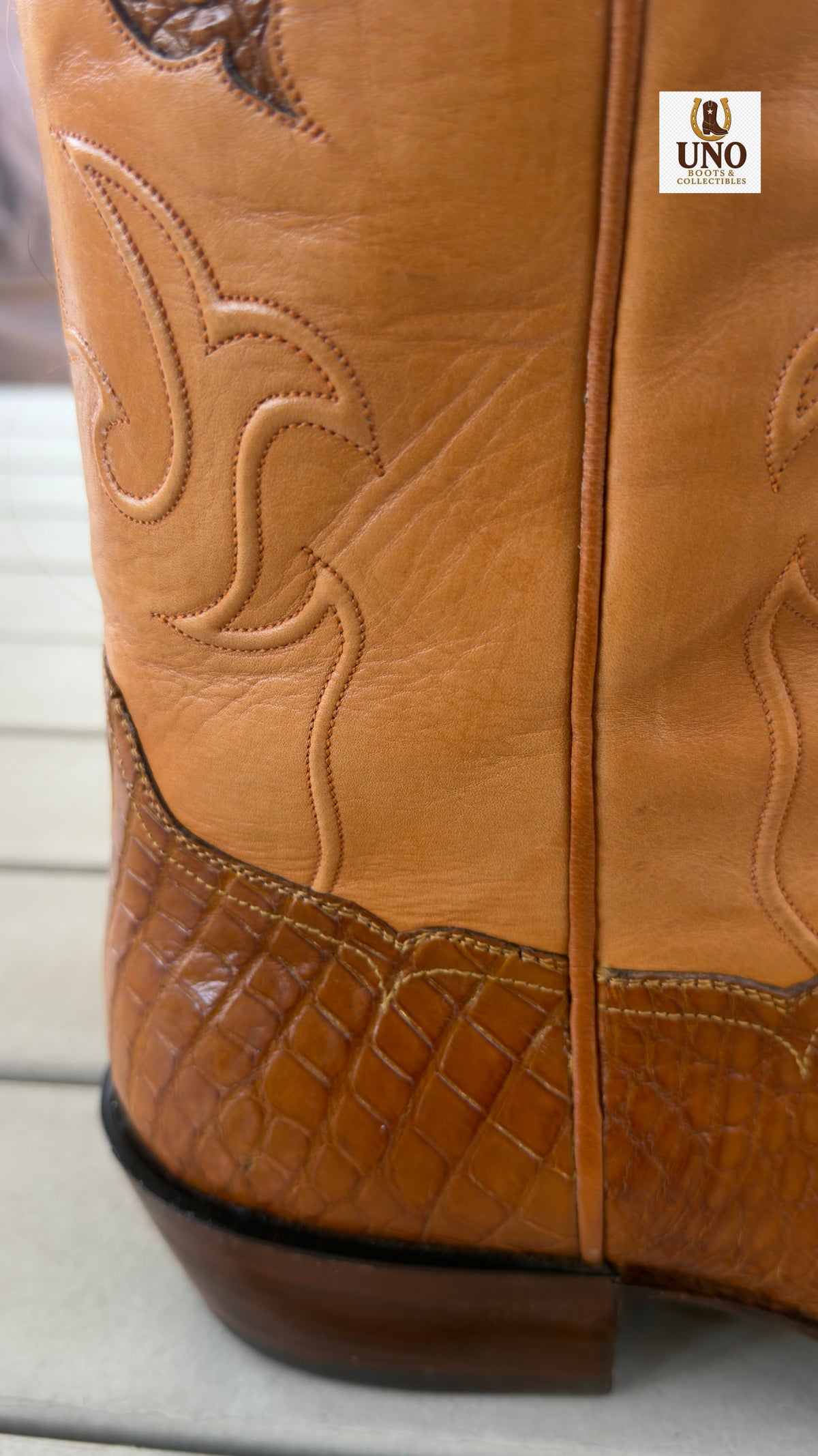 Francisco Mendoza El Paso Custom Boots – American Alligator Belly with Alligator Inlays – Hand-Corded Shafts – Cutter Toe – Men's 11.5D - Image 6