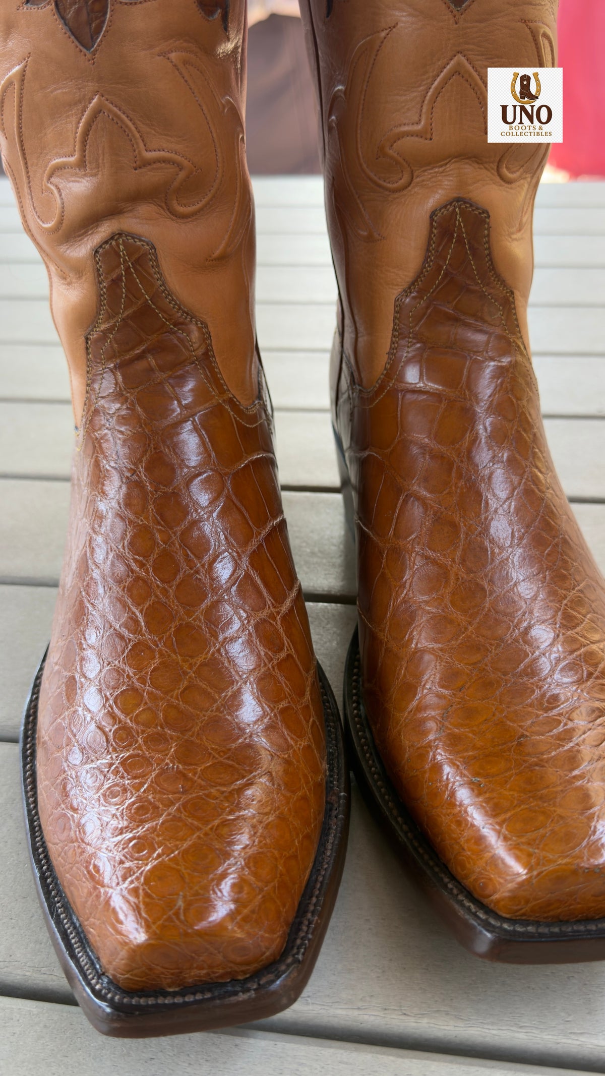 Francisco Mendoza El Paso Custom Boots – American Alligator Belly with Alligator Inlays – Hand-Corded Shafts – Cutter Toe – Men's 11.5D - Image 11