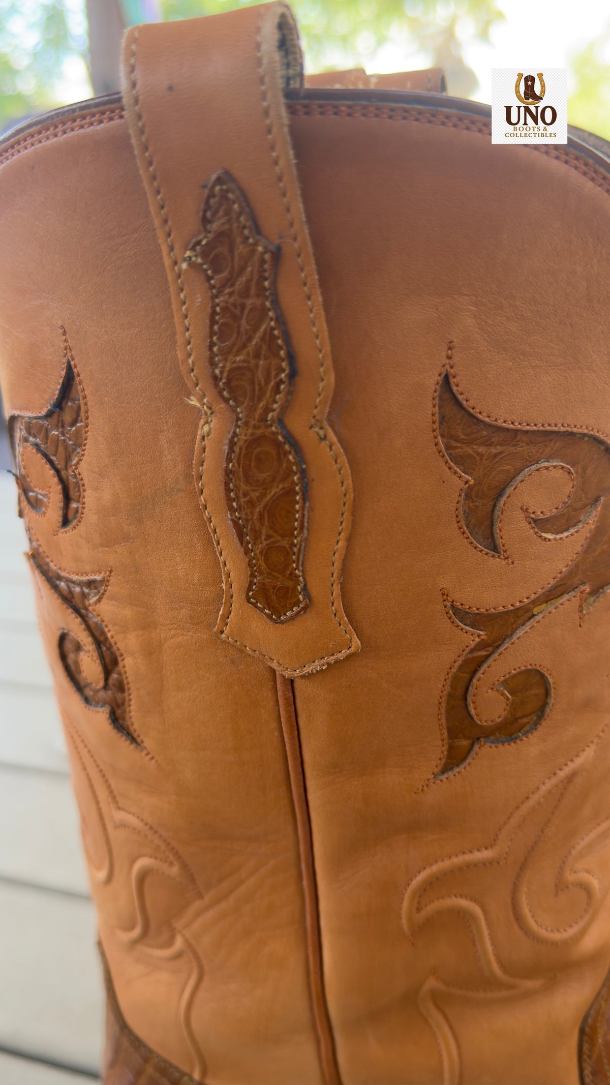 Francisco Mendoza El Paso Custom Boots – American Alligator Belly with Alligator Inlays – Hand-Corded Shafts – Cutter Toe – Men's 11.5D - Image 7