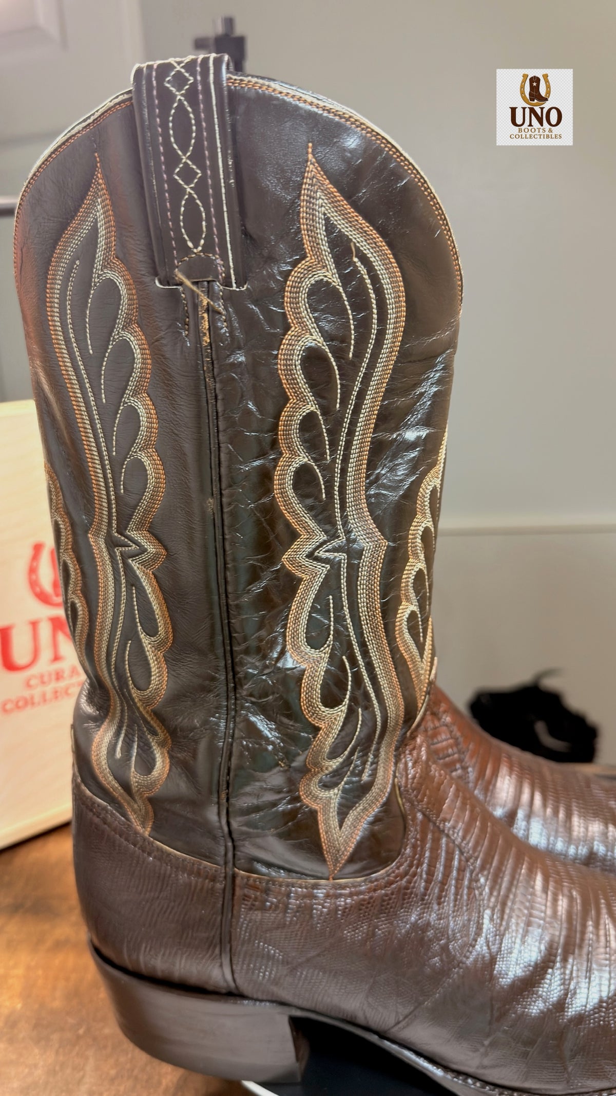 Exotic Tony Lama Brown Lizard Boots -10.5E - Image 10