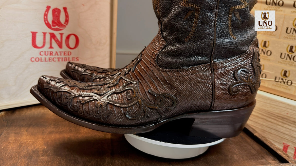 Cuadra Teju Lizard Boots – with Overlay – Handmade in Mexico – Men's 10.5-11 (MX 8) – Brown - Image 6